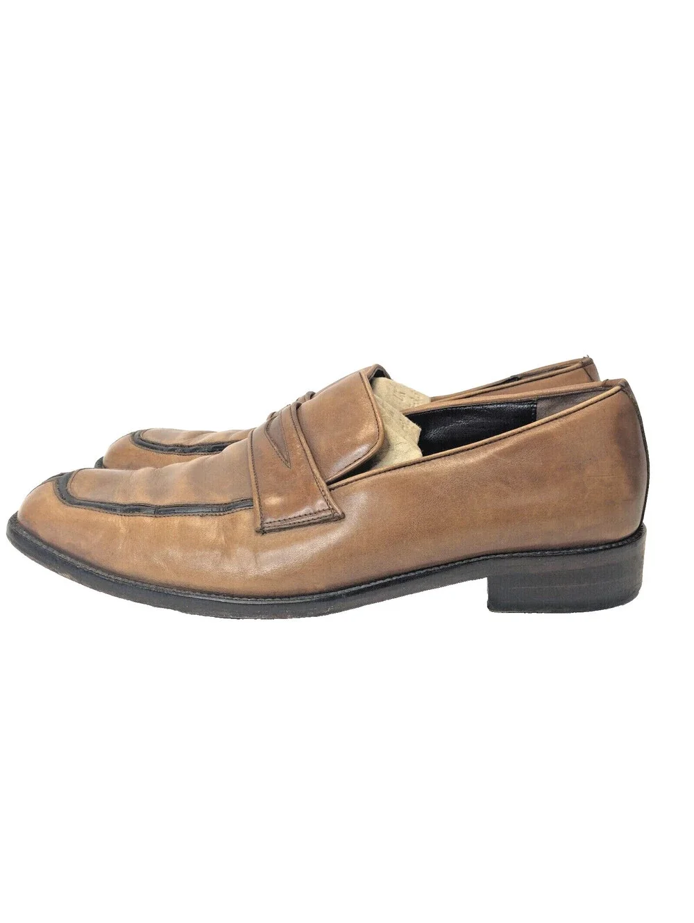 PETER HUBER Men's Brown Leather Dress Shoes Loafers Custom Made ShanghaI Sz 8.5